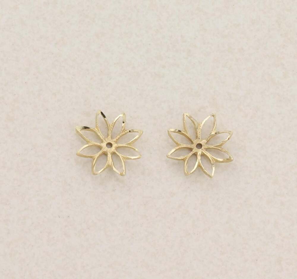 14k Yellow Gold Flower Earring Jackets Only 1/2" Round - For Your Own Stud Earri